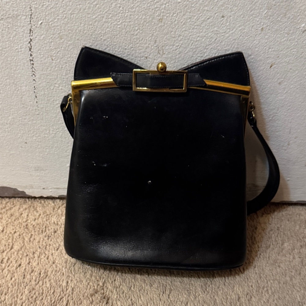 Vintage Black Leather Shoulder Bag